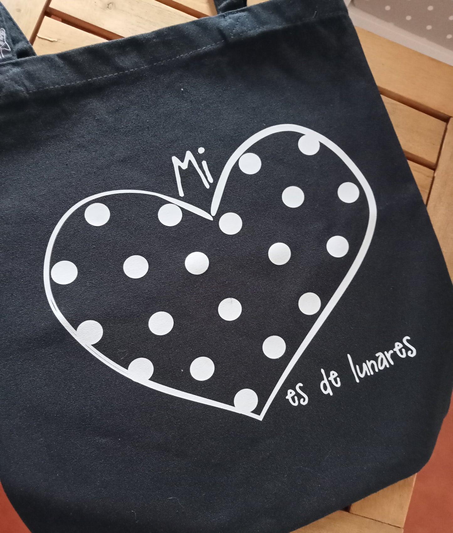 Tote Bag Azul "Mi Corazón es de lunares"