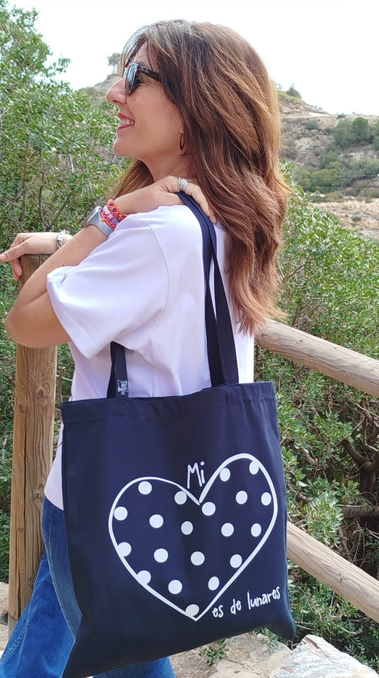 Tote Bag Azul "Mi Corazón es de lunares"